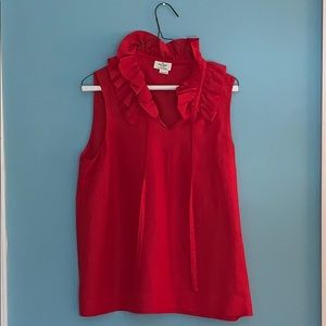 Kate spade sleeveless ruffled collar top - red